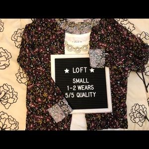 [ LOFT ] Floral Classic Crew Cardigan